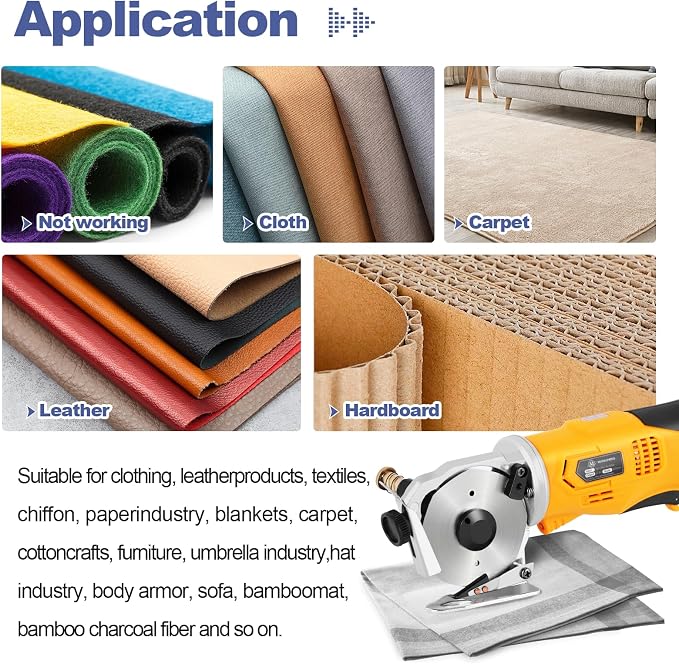 MXBAOHENG Electric Scissors Cordless Cardboard Cutter Rotary Cutter with Safety Switch, Power Box Cutter Fabric Cutting Machine (2 Batteries)
