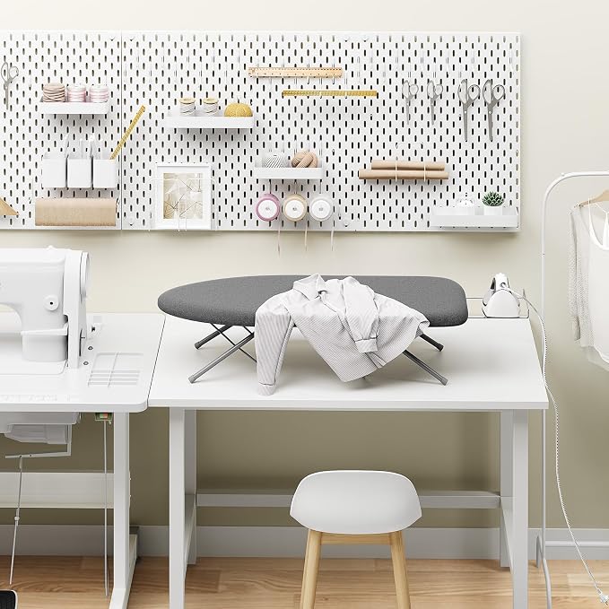 KINGBOARD Tabletop Ironing Board, Small Ironing Boards with Iron Rest, Folding Iron Board, Extra Thick Cover, Portable Tabletop Ironing Board with Non-Slip Feet, 30x12 Black