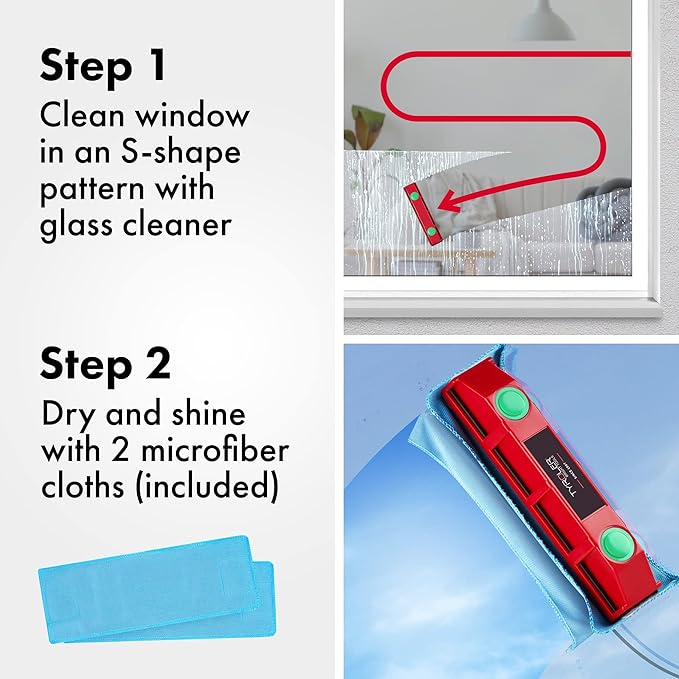 Tyroler Glider D-3 Outside Magnetic Window Cleaner Tool | Double Sided Outside Windows Cleaner Fits Only 0.8"-1.1" Single/Double Glazed Windows Thickness | Magnet Window Cleaners Tool
