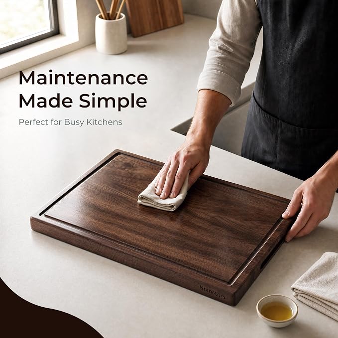 20'' Luxury Black Walnut Wood Large Wooden Cutting Boards for Kitchen | Real Black Walnut, Reversible, Chopping, Non Slip, Solid Hardwood, Charcuterie Board, Butcher Block, From USA, Kitchen Gift