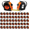Copkim 50 Pieces Tape Measure Retractable and Easy Read with Fractions Marked Easy Read Basics Self Locking Measuring Tape Bulk for Engineer Contractors(12 Ft,Orange)