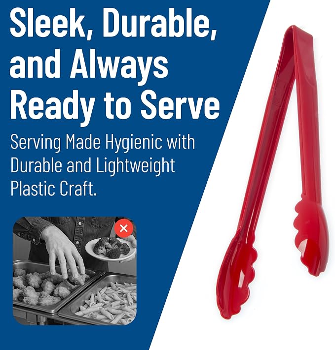 Carlisle FoodService Products Carly Salad Tong, 12" Utility Tong, 12 Pack