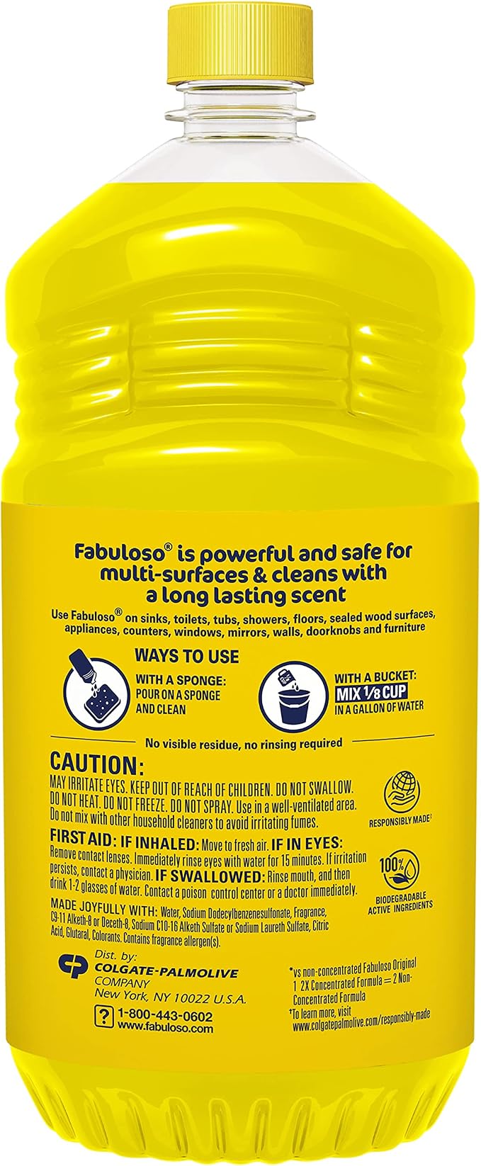 Fabuloso Multi-Purpose Cleaner 2X Concentrated, Refreshing Lemon- 56 fl oz(Pack of 6)