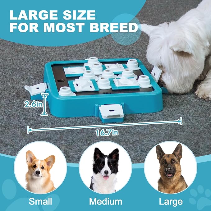 Aluckmao Dog Puzzle Toy Large Size - Adjustable Levels Food & Treat Game | Beginner to Advanced Difficulty for All Breeds, Brain Stimulation, Mental Enrichment, Interactive Feeding, Green