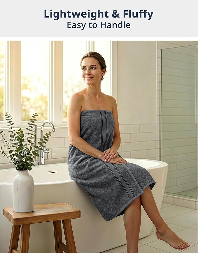 LANE LINEN 100% Cotton Bath Sheets - Exclusive Zero Twist Technology - 4 Pack (35"x66") Large Bath Towels Set - Ultra Soft, Fade Resistant & Quick Drying - Holds well after Multiple Washes - Cool Gery