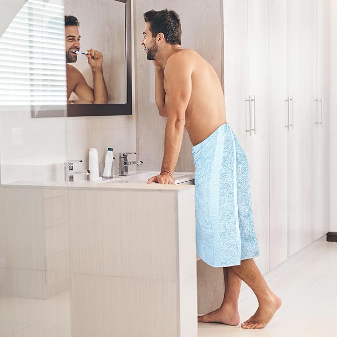 Medium Size Bath Towels Set of 6 – 100% Cotton Terry – 24" x 48" – Quick Dry, Soft & Highly Absorbent – Sky Blue Towels for Bathroom, Gym, Spa, Pool & Daily Use