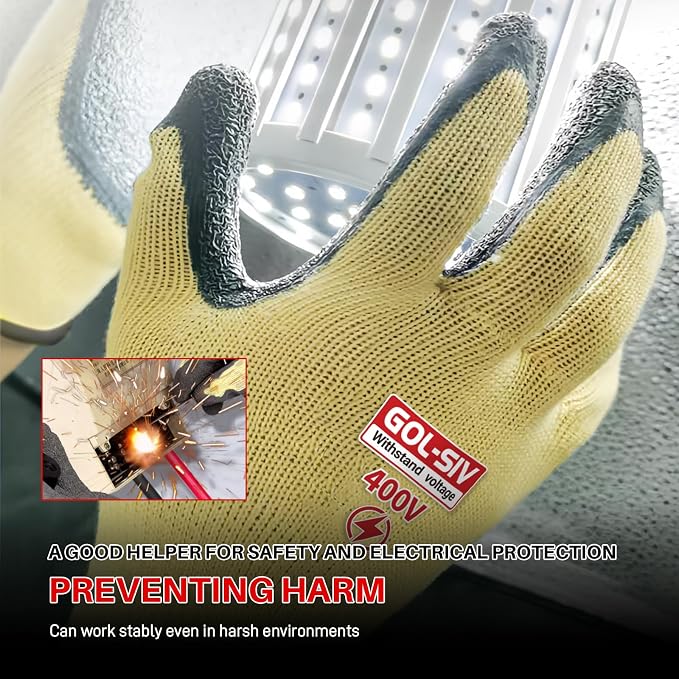 Insulated Electrician Gloves 400V High Voltage Electrical Gloves,Rubber Safety Work Gloves,Non Slip,Non Electric Shock (Large)