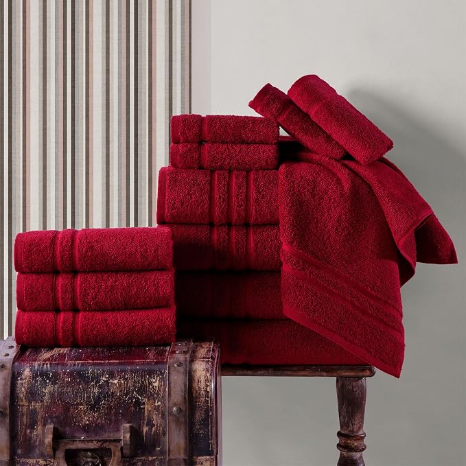 Hawmam Linen Red Bath Towels 4 Pack Soft and Absorbent, Premium Quality Perfect for Daily Use 100% Cotton Towel 600 GSM