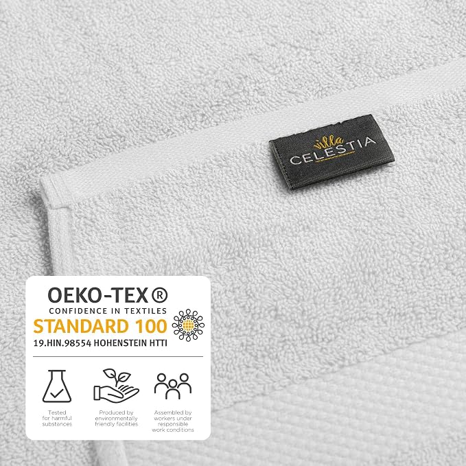 Villa Celestia Cotton Washcloths Set of 12, 12x12 Inch, 100% Ring-Spun Combed Cotton, Soft Absorbent Quick-Dry Wash Cloths for Face and Body, Oeko-TEX Certified, Hotel & Spa Quality, White
