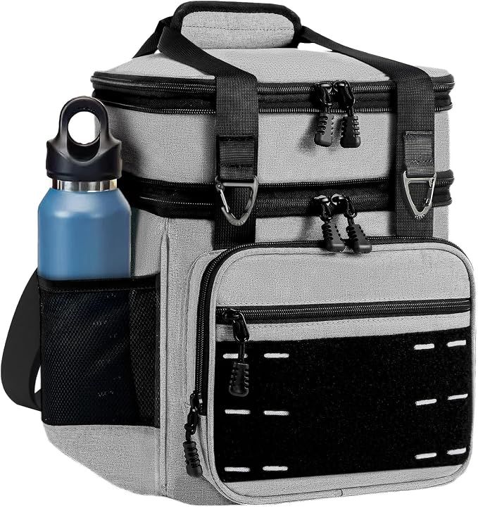 Lunch Box Cooler Bag - Tactical Insulated Lunchbox for Men - Large Lunch Pail Kit for Adults Work Outdoor Shifts Trips Grey 16L
