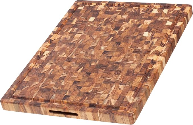 Teakhaus Butcher Block Carving Board - Extra Large Reversible Wooden Cutting Board with Juice Groove - Holiday Gift Ideas for Men and Women - Gift-Ready End Grain Wood, Knife Friendly - FSC Certified