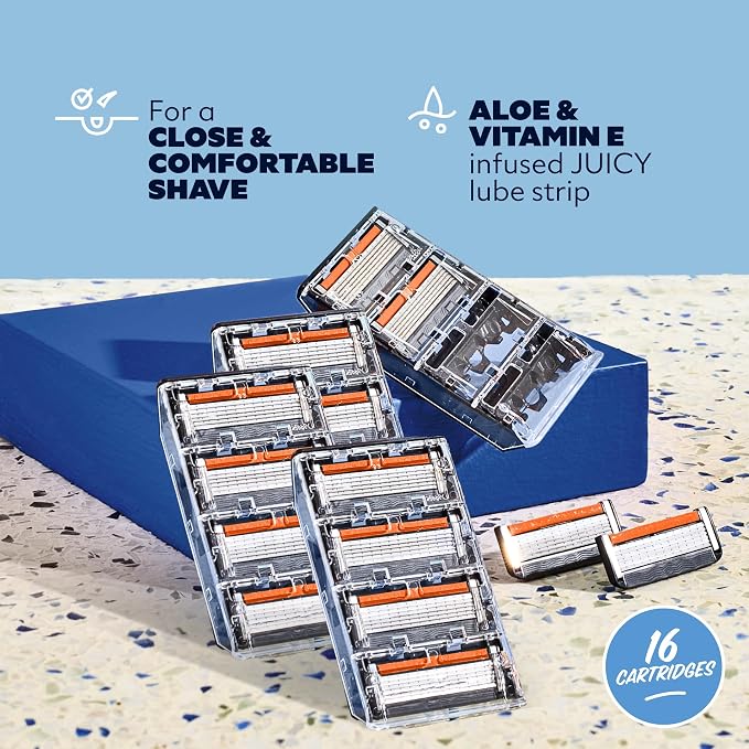 Dollar Shave Club | 6 Blade Razor Refills (16 Pack) | 6 Stainless Steel Blades for a Close & Comfortable Shave