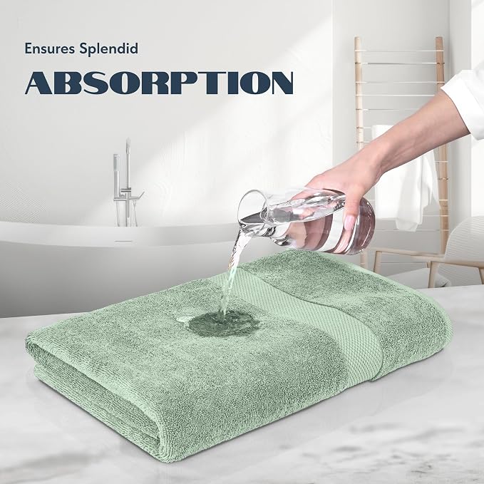 White Classic Luxury Bath Towels Set of 4 Large - 700 GSM Cotton Ultra Soft Bath Towels 27x54 | Highly Absorbent and Quick Dry | Hotel Towels for Bathroom Luxury, Plush Mint Green
