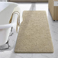 LOCHAS Luxury Bathroom Rug Shaggy Bath Mat 24 x 44 Inch, Beige | Washable Non Slip Bath Rugs for Bathroom Shower, Soft Plush Chenille Absorbent Carpets