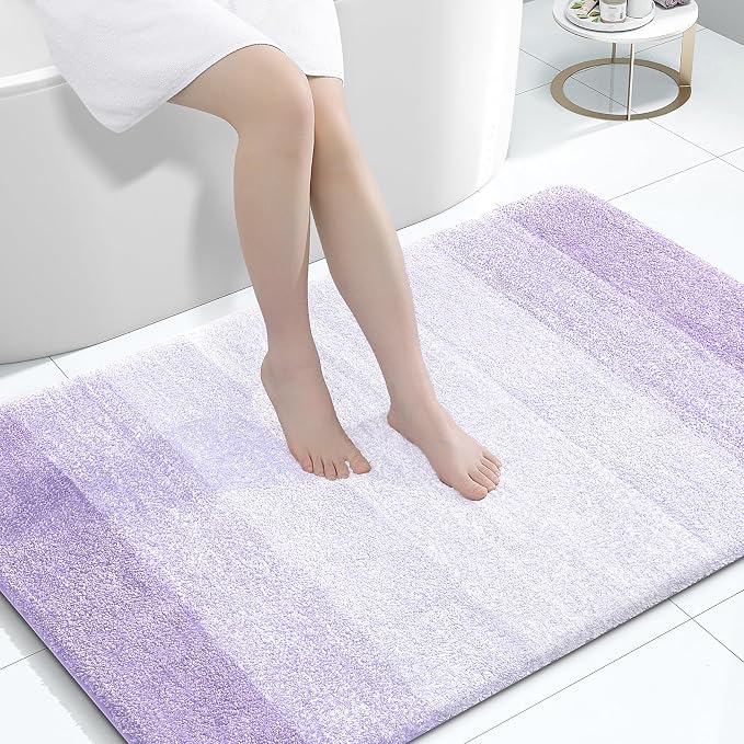 OLANLY Large Bathroom Rugs Mat 44x32, Extra Soft Absorbent Microfiber Bath Rug, Rubber Backing, Quick Dry, Washable Bath Mats for Bathroom Floor, Tub and Shower, Home Decor Accessories, Light Purple