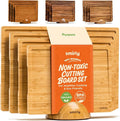SMIRLY Bamboo Cutting Board - 4 Pack Wood Cutting Board Set with Stand | Non Toxic Wooden Cutting Boards with Juice Grooves and Handles, Multiple Sizes Chopping Board for Meal Prep & Charcuterie