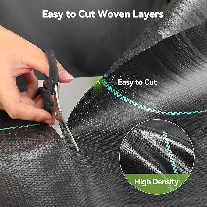 Weed Barrier Fabric Heavy Duty 4ft x 50ft Landscape Fabric | 3.2oz Woven Weed Control Fabric, Water Permeable Weed Block Fabric, For Garden, Flower Beds, Driveways & Landscaping