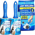 PetLovers Extra Sticky Lint Roller Value Set 200 Sheets for Pet Hair Removal, Dog and Cat Lint Remover 2 Pack