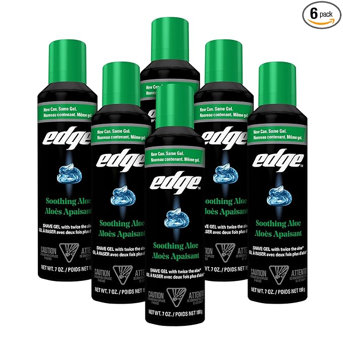 Edge Shaving Gel for Men, Soothing Aloe with Twice The Aloe, (6 Pack) - Shave Gel For Men That Moisturizes, Protects and Soothes To Help Reduce Skin Irritation