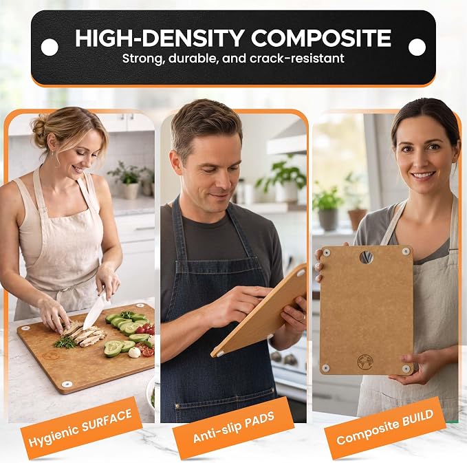 Earth's Dreams Composite Wood Cutting Board Set of 3, Chopping Board | Dishwasher Safe,Non-Toxic, Cutting Boards for Kitchen – Large, Medium & Small Non-Slip Wood Charcuterie & Chopping Boards