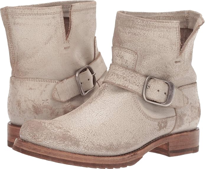 Frye 5 ¾” Veronica Booties for Women - Full-Grain Brush-Off Leather with Antique Metal Hardware and Rubber Outsole, Genuine Stitch Welt Construction