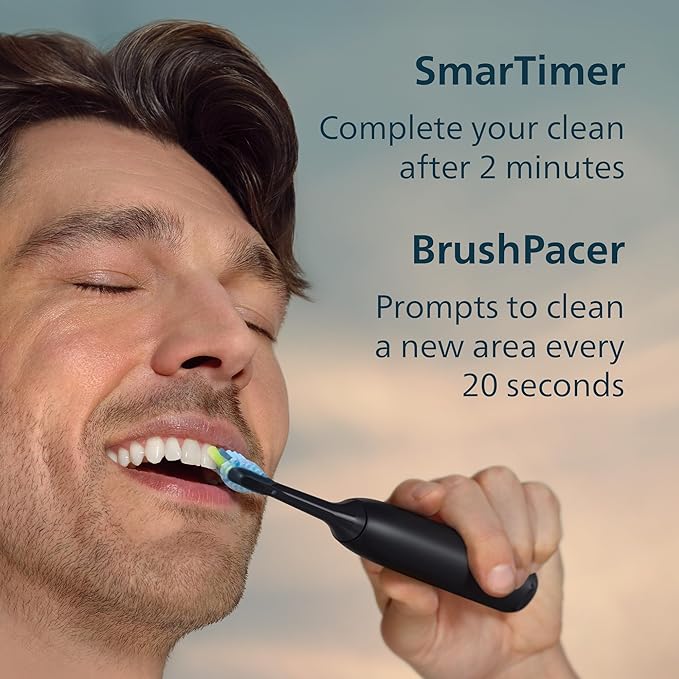 Philips Sonicare 5950 Series Electric Toothbrush, with Pressure Sensor, 6 Brushing Settings, SmarTimer, BrushPacer, 21-Day Runtime, Travel Case, Black, HX7131/03