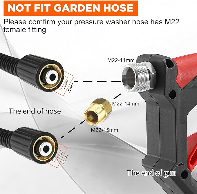 Tool Daily Short Pressure Washer Gun with Foam Cannon, 15° Curved Car Wash Brush with Long Handle, 5 Nozzle Tips, 1/4” Quick Connect