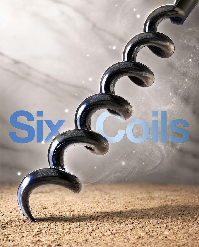 LUSCIOUZ Zero Resistance Corkscrew Silent Wine Bottle Opener Waiters Corkscrew Wine Key Made in Japan (6-Coil Long Corkscrew (SV))