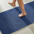 TYUU Bathroom Runner Rug, Long Bath Mat Washable Thin Quick Dry Low Pile Bathroom Runner Rugs 24 x 60 Non Slip, Navy Blue 24"x60"