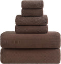 YTYC 29x59 Inch Extra Large Bath Towels Set of 6 Quick Dry Super Soft Microfiber Towels for Bathroom 80% Polyester (Brown,6 Piece)
