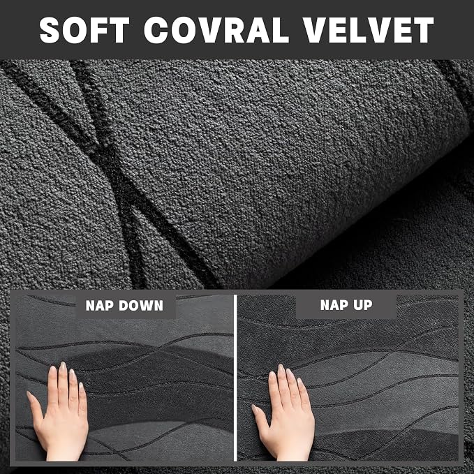 YIHOUSE Bathroom Rugs Set 2 Piece, Memory Foam Bath Mat Dark Grey | 17x24& 20x32, Ultra Soft, Absorbent, Non-Slip, Machine Washable, for Bathroom, Sink and Toilet