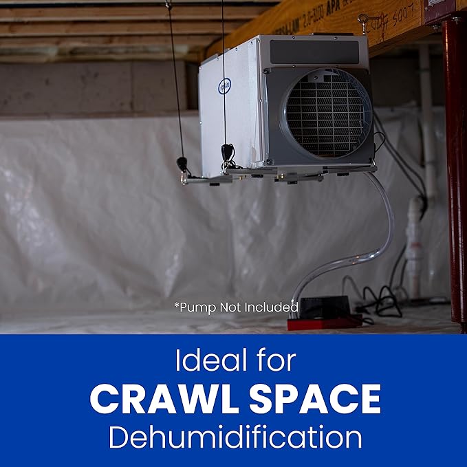 AprilAire E070W Smart Wi-Fi Crawl Space Dehumidifier, 70-Pint Commercial Whole-House Dehumidifier for Basement, Crawlspace & Home up to 2,200 Sq. Ft. with Pump, Drain Hose, Hanging Kit, MERV 11 Filter