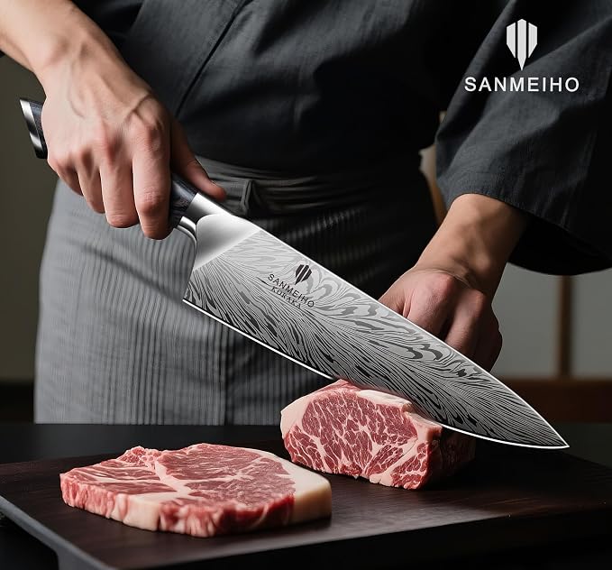 5PCS Knife Set, Kitchen Knife Sets in Powder Steel | Ultra Sharp Japanese Knives Set High Carbon Steel Chef Knives Sets, Cooking Knives Set with Ergonomic Pakkawood Handle