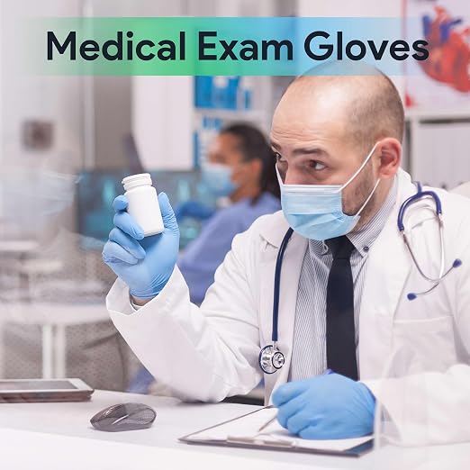 FifthPulse Medical Exam Blue Nitrile Gloves X Small 1000 Count - 3 Mil Powder and Latex Free Disposable Gloves - Case of 10 Boxes of 100