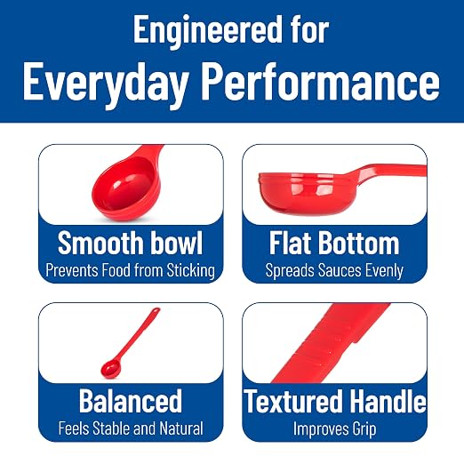 Carlisle FoodService Products Measure Miser Plastic Measuring Spoon with Long Handle, 2 Ounces, Red (Pack of 12)
