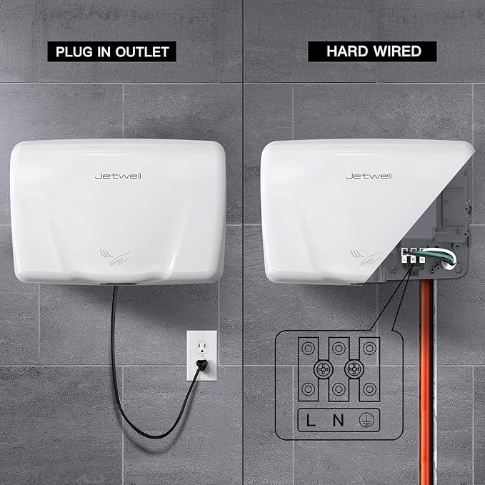 JETWELL High Speed Commercial Automatic Hand Dryer - Heavy Duty Stainless Steel Hand Dryer - Warm Wind Hand Blower