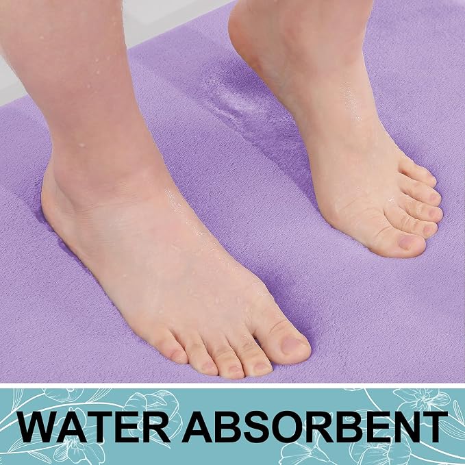 Smiry Memory Foam Bath Mat 36x24, Extra Soft and Absorbent Bathroom Mats, Non Slip Washable Carpet for Floor, Shower and Tub, Purple