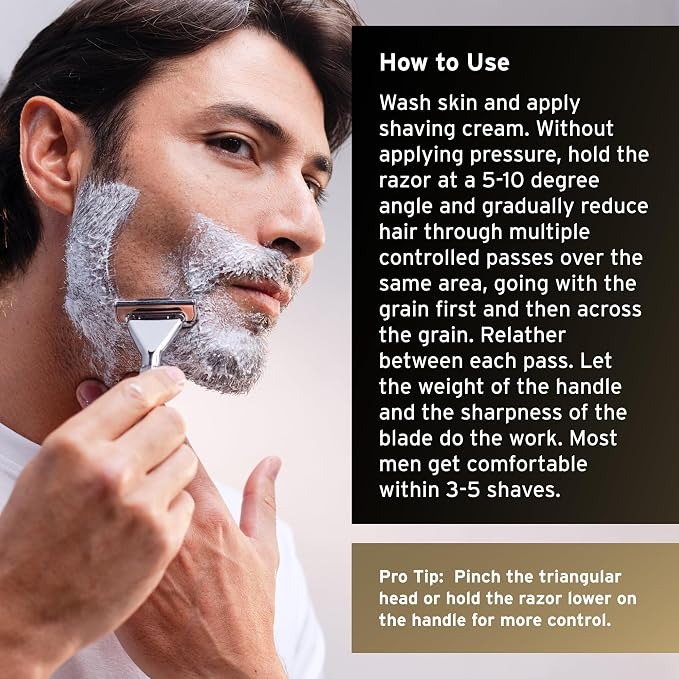 SUPPLY Single Edge Max Razor for Men – Premium Metal Single-Blade Safety Razor with Pivoting Head for Fewer Cuts and Irritation – Includes 8 Blades & Magnetic Reload System – Jet Black