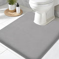 Smiry Memory Foam Toilet Rugs U-Shaped 20x20, Extra Soft Absorbent Non-Slip Contour Bathroom Rugs, Machine Washable Bath Mats for Toilet, Grey