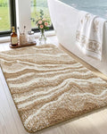 DEXI Bathroom Rug Mat 36x24, Soft and Absorbent Marble Bath Mat, Non Slip Machine Washable Bath Rugs for Shower Floor, Tub, Sink, Dark Beige