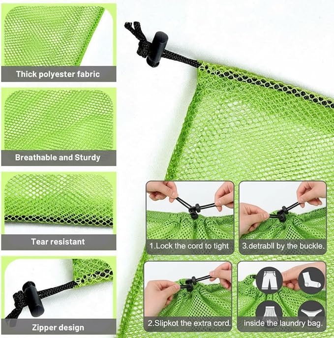 Berlune 12 Pcs 32 x 24 in Large Laundry Bag Colorful Extra Large Mesh Laundry Bag Bulk with Drawstring Heavy Duty Mesh Machine Washable Drawstring Pouch for Clothing Classification Dorms, Laundromats