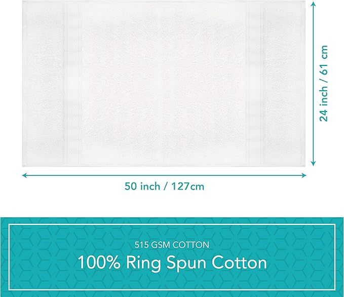 Pleasant Home Bath Towels Set of 6 (24” x 50”) 100% Cotton, 515 GSM | Lightweight, Soft & Highly Absorbent Luxury Towels for Bathroom | for Gym, Pool & Spa | 6 Pack, White