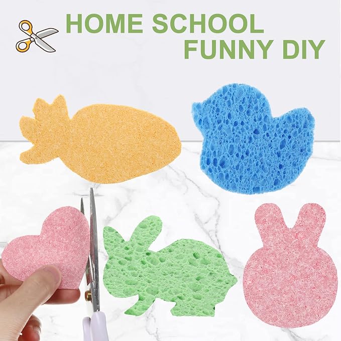 Zhengmy 300 Pieces Sponges Bulk Sponges Kitchen Compressed Sponge Natural Dish Sponge Compressed Wood Pulp Cleaning Without Scratching for Kitchen Bathroom, 3.9 x 2.4 x 0.12 Inch (Multicolor)