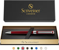 Scriveiner Deep Crimson Ballpoint Pen - Stunning Red Lacquer Luxury Pen, Chrome Finish, Schmidt Black Refill, Best Ball Pen Gift Set for Men & Women, Professional Executive Office, Nice Designer Pen