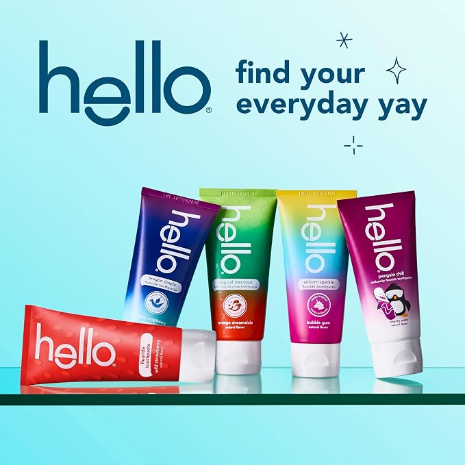 Hello Penguin Chill Kids Toothpaste with Fluoride, Kids Mint Toothpaste with Cherry Flavor, Freshens Breath and Helps Prevent Cavities, Strengthens Enamel, SLS Free, 4.2 oz Tube (Pack of 3) | Freshens Breath, Prevents Cavities, Strengthens Enamel, Tast...