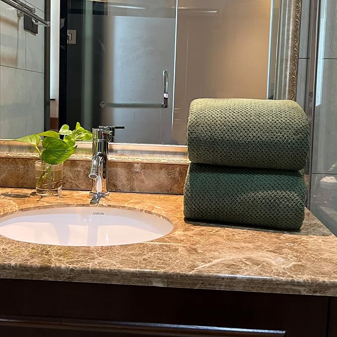 YTYC 39x78 Bath Sheets,Towels for Bathroom,Olive Green,2-Pieces | Extra Large Bath Towels, Super Soft,Highly absorbent,Hanging Loop,Quick Drying,Light Weight,80% Polyester