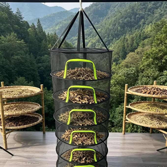 Portable Laundry Drying Rack for Fruits Vegetables Fish and Clothing Compact Foldable Suspended Net Camping Drying Rack