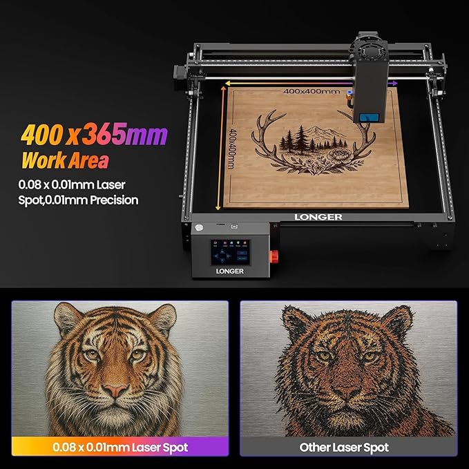 Longer Ray5 20W Laser Engraver with Air Assist Kit 3-in-1 Rotary Roller Kit DIY CNC Laser Cutter Tool for Metal Glass Wood,Engraving Area 400 * 365mm