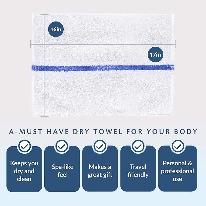 Universal Cleaning Towels, Bulk 60 Pack, 16” X 19” 100% Cotton Fully Bordered Commercial Grade Terry Weave Cloth Bar Mops for Everyday Restaurant or Home Use
