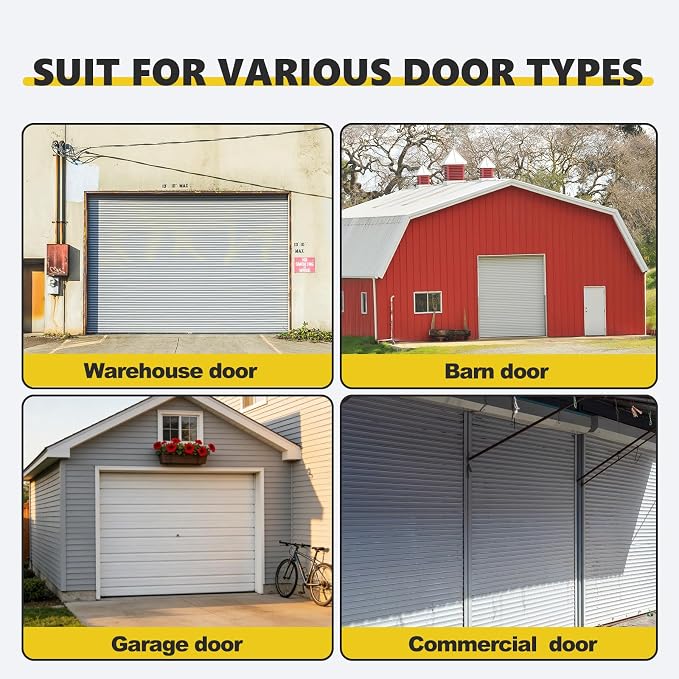 DoubleFill 10 x 10 ft Complete Garage Brush Seal Kit, 3'' Roll up Door Seal and U and O Shape Universal Garage Door Seals Bottom Rubber with Brush and Aluminum Track Weatherproof for Warehouse